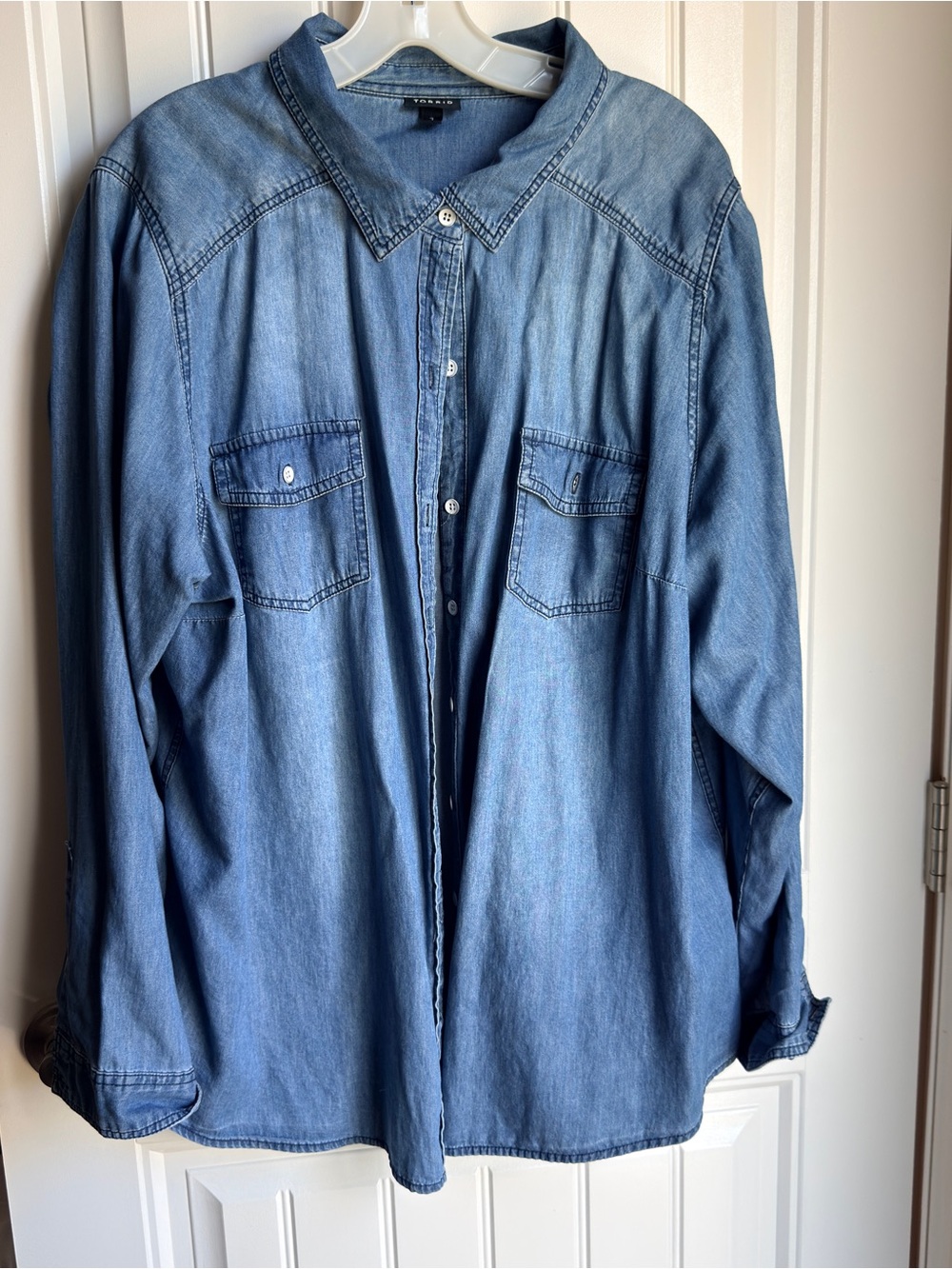 torrid Medium Blue Denim Button-Up Shirt